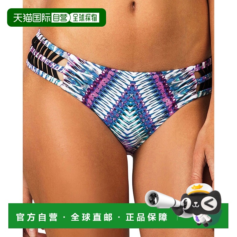 自营 raisins女士中长款比基尼泳裤（偷来的心脏格子可可色） -