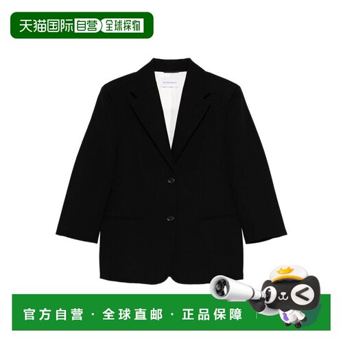 自营givenchy黑色缺口翻领夹克-黑色 美国奥莱直发