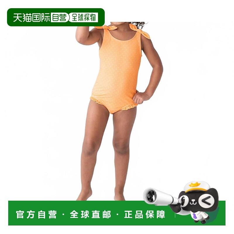 自营 rufflebutts露背波尔卡圆点肩带连体泳衣甜瓜/白色-甜瓜/白