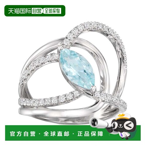 自营Ross-Simons Aquamarine Highway Ring With . Lab-Grown Dia