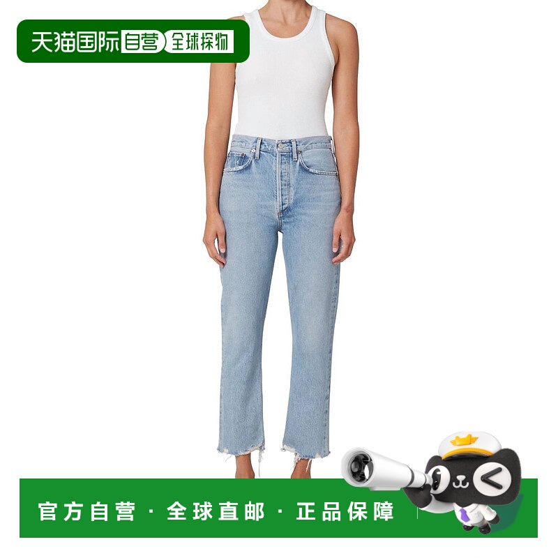 自营 agoldeRiley Crop牛仔在Curio 美国奥莱直发牛仔裤直筒裤