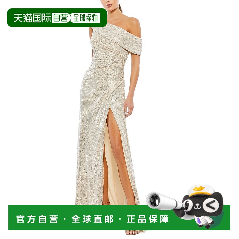 自营Mac Duggal Sequined Drop Shoulder Gown - beige 美国奥莱