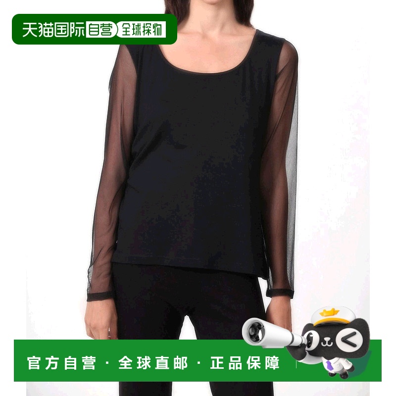 自营 angel黑色透明袖早秋新款上衣 黑色 美国奥莱直发性感