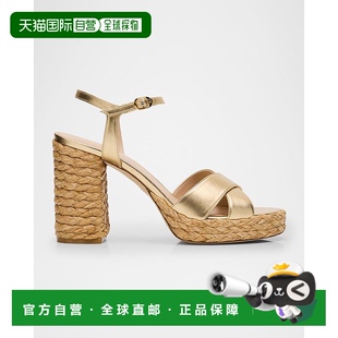 美国直邮 凉鞋 stuart 女士 粗跟编织真皮 weitzman