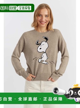 自营chinti & parkerWarm-Oatmeal Wool-Cashmere Dancing Snoopy