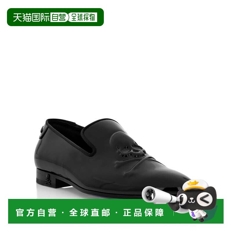 自营philipp plein漆皮乐福鞋骷髅和；骨头-黑色 美国奥莱直发