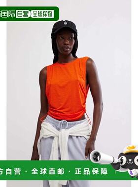 自营free peopleFree peops Sport Mode顶级女士橙色弹力Ruched短
