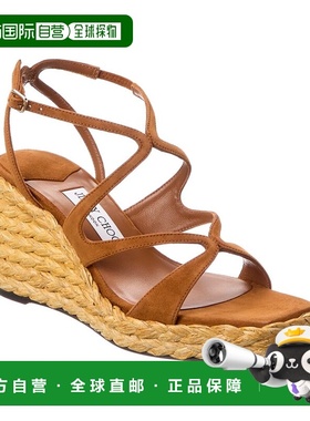 自营Jimmy Choo Ayla 85 Suede Wedge Sandal - brown 美国奥莱直