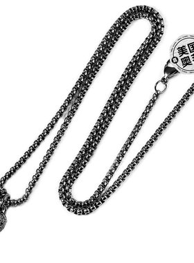 自营 crucible坩埚洛杉矶黑色不锈钢 12 毫米骷髅项链，带 24 英