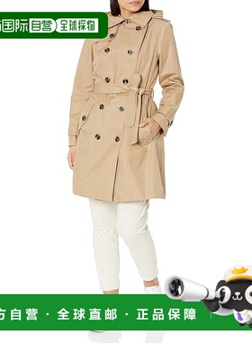 自营london fog伦敦FOG女式石卡其带帽风衣外套-石 美国奥莱直发