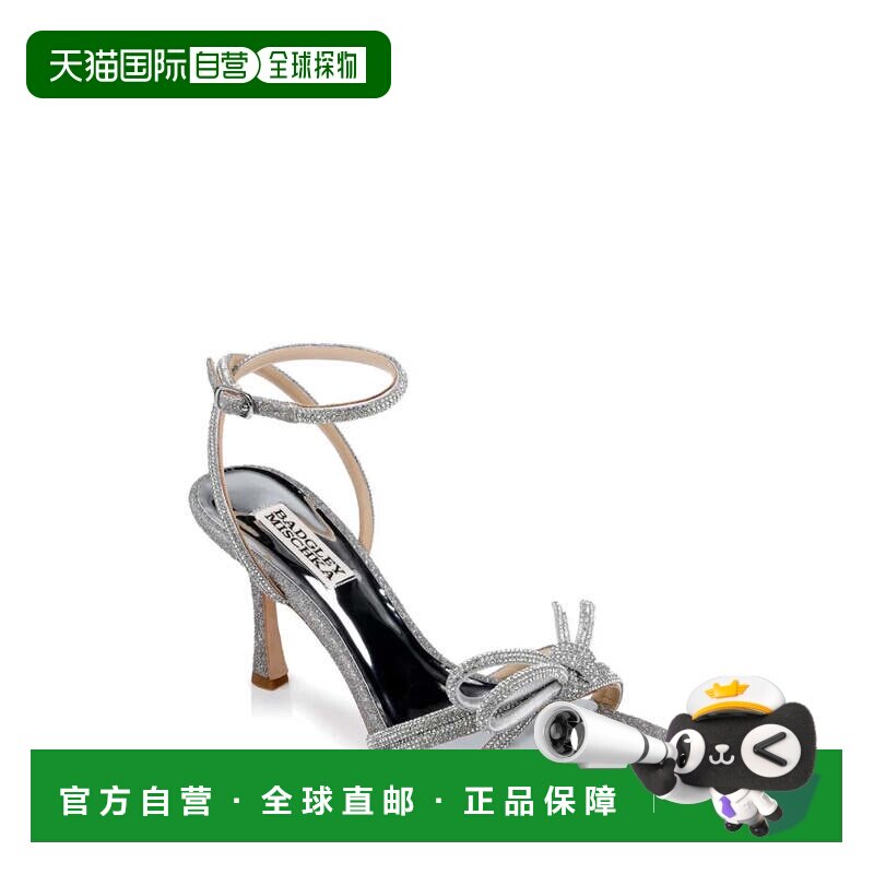 自营Badgley Mischka Effie凉鞋女士银色脚踝绑带鞋跟ZOGG3811-银