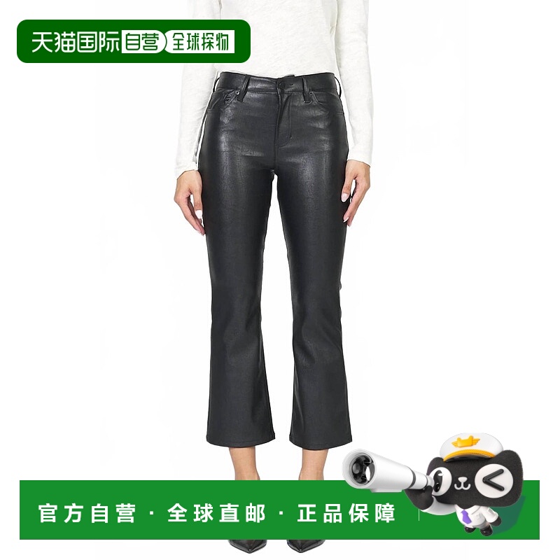 自营dear john denimJeanne Leather Cropped Flare Pants In Bla