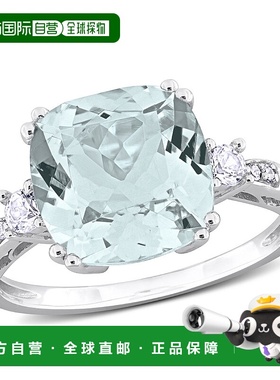 自营 Mimi & Max 3 7/8 克拉 TGW 海蓝宝石 10k 白金白色蓝宝石和