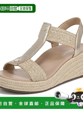 自营Vionic Womens Calera Wedge Sandal - Gold Metallic Leathe