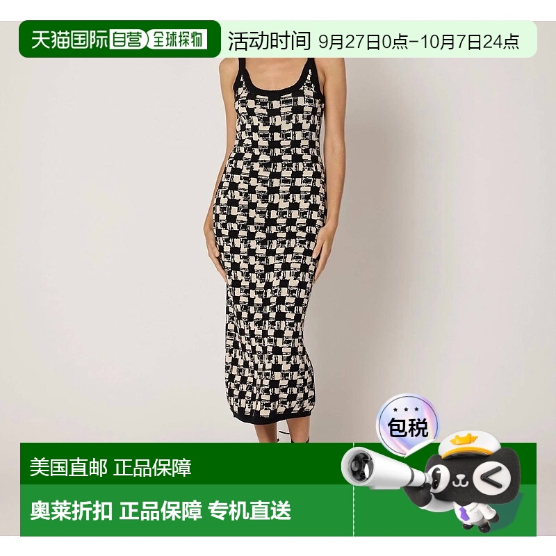 自营 cleobella佩顿迷笛连衣裙比亚里茨黑/象牙色-比亚里茨黑色/
