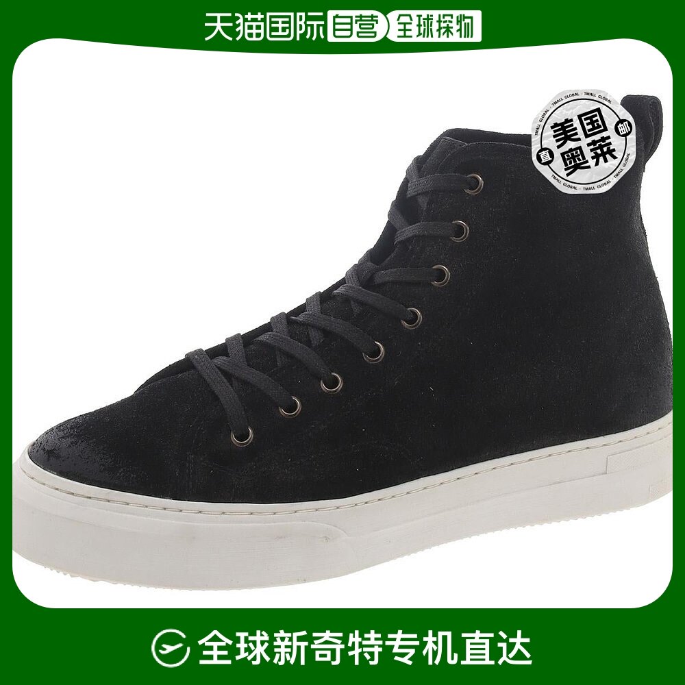 steve maddenforte 男式系带高帮运动鞋 - 黑色绒面革 【美国奥莱