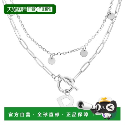 自营 adornia抗锈镀银五彩纸屑和回形针分层字母套结项链 - silve