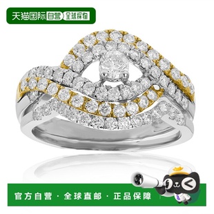 vir 14K jewels1 钻石婚礼订婚戒指套装 白色黄金曲线 cttw 自营