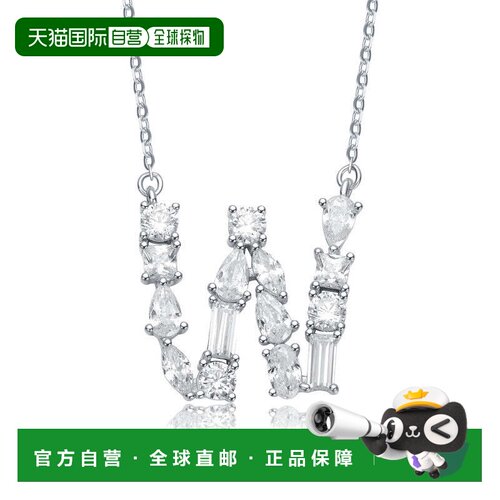 自营geneviveSterling Silver White Gold Plated with Clear Cub