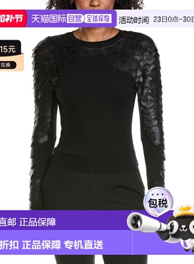 自营Gracia Scale Patched Long Sleeve Top - black 美国奥莱直