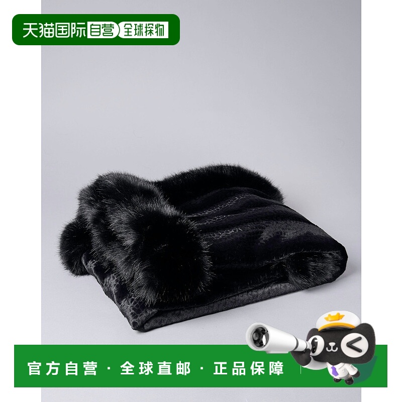自营adrienne landauBlack Leopard Faux Fur Throw - onyx 美国