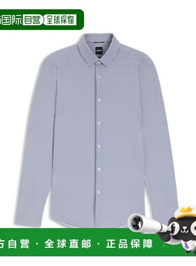 自营bossPrinted slim-fit shirt in performance-stretch jersey