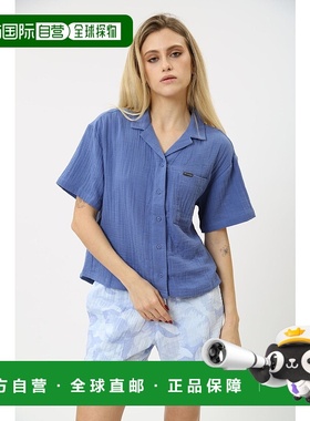 自营 Columbia Holly Hideaway Breezy衬衫上衣女式蓝色棉质纽扣F