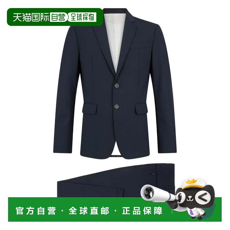 自营dsquared2合身剪裁的蓝色两扣新羊毛西装-黑色 美国奥莱直发