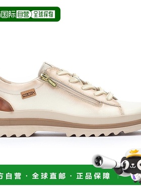 自营 Pikolinos女式Nata白色皮革蕾丝和拉链训练器-维戈-白色 美