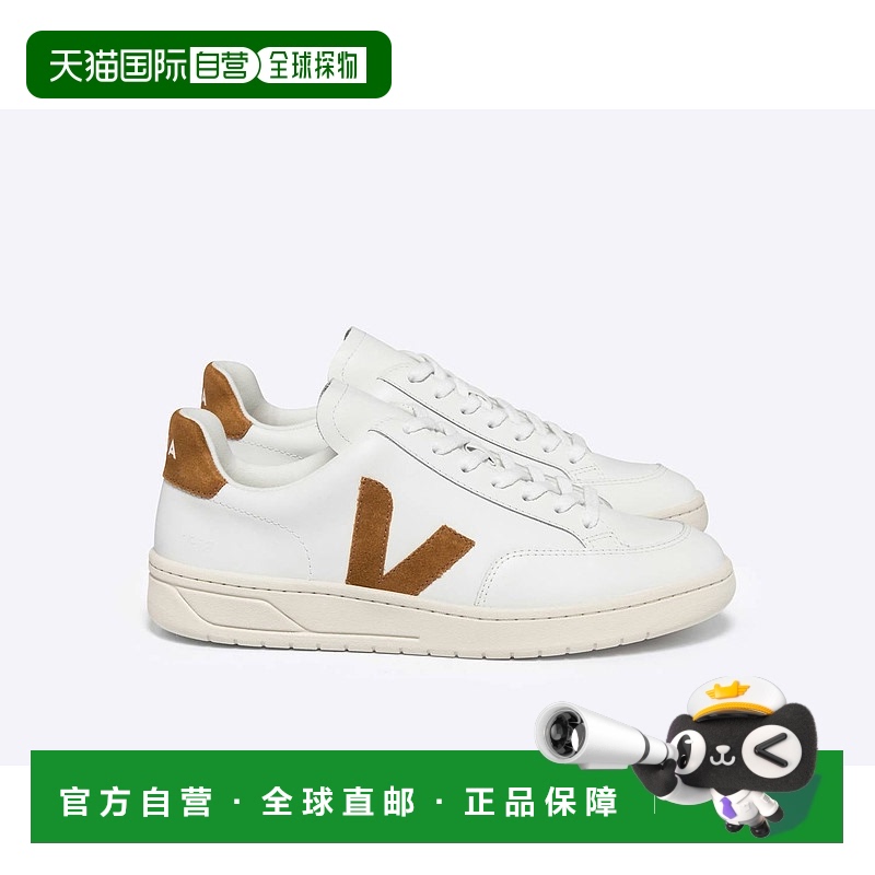 自营 veja男式V-12皮革运动鞋，白/驼色-白/骆驼色 美国奥莱直发