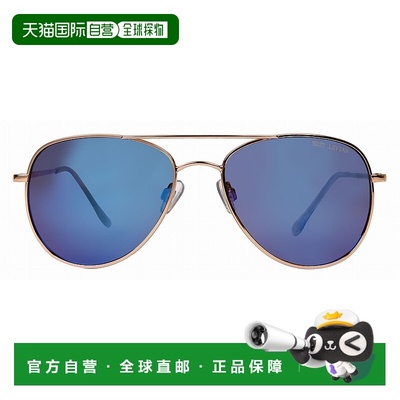 自营 Suzy Levian 女士蓝色 Reflector 镜面飞行员金色镜框太阳镜