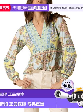 自营Hale Bob Silk & Linen-Blend Ailani Blouse - blue 美国奥