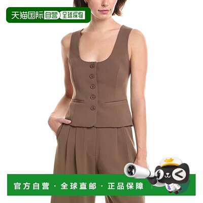 自营bardot芭铎阿齐利亚按钮穿过上衣-棕色 美国奥莱直发背心