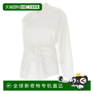 美国奥莱直发 自营 moschino单肩棉府绸衬衫 不对称设计 白色