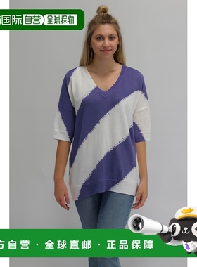 自营incashmereCotton Blen Diagonal Bold Stripe V-Neck Pullov