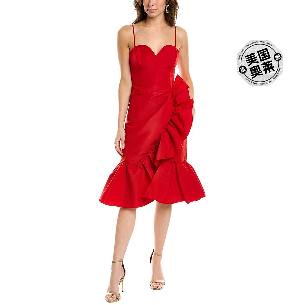 Carolina Herrera Sweetheart Silk Cocktail Dress red 【美国奥 女装/女士精品 连衣裙 原图主图