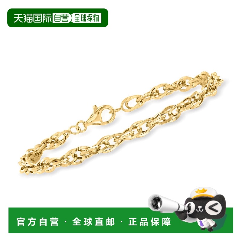自营 Ross-Simons 14kt 黄金互锁双椭圆链手链 - 7 英寸 美国奥莱