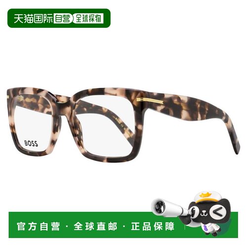 自营Boss女士大方形眼镜B1733 HT8粉色哈瓦那53mm-ht8 美国奥莱直