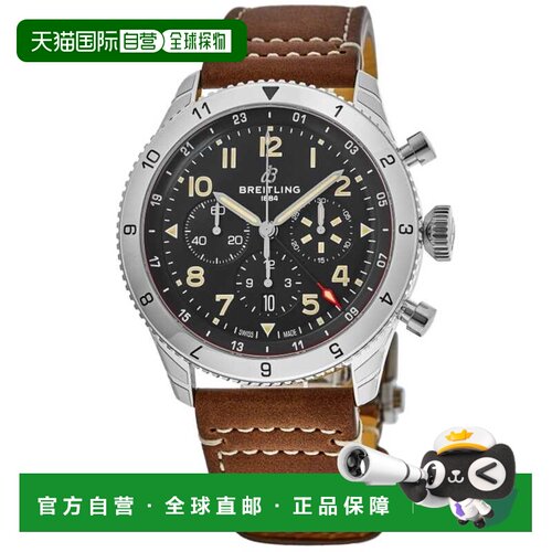 自营Breitling Super Avi B04计时码表GMT 46 P-51野马黑色表盘皮