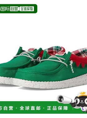 自营Kids Hey Dude Wally Holiday Elf 42146-3XX Green Red Moc