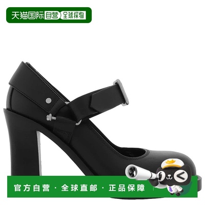 自营Burberry马镫带扣皮革高跟鞋-黑色 美国奥莱直发