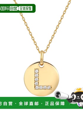 自营 Suzy Levian 黄色纯银立方氧化锆字母首字母圆盘吊坠 - 黄色