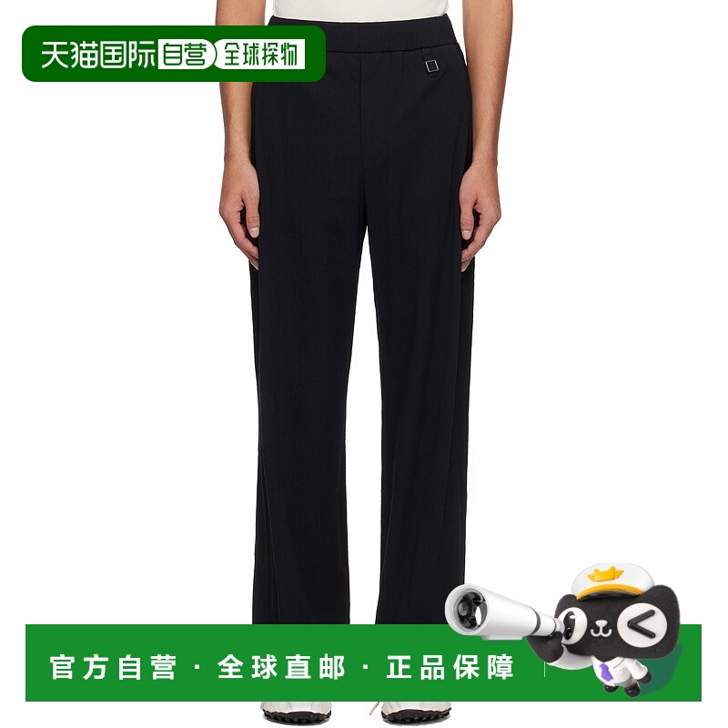 香港直邮潮奢 Wooyoungmi 吴阳米 男士 黑色褶皱长裤卫裤男装
