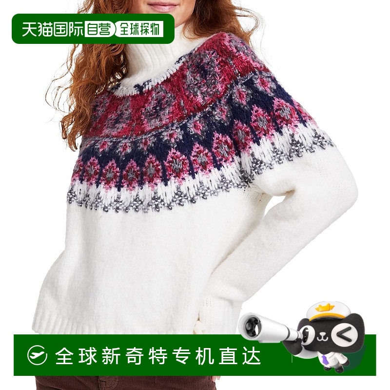 自营lucky brandWomens Printed Knit Mock Turtleneck Sweater -