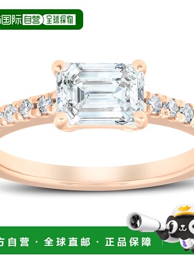 自营 pompeii31 1/2 克拉侧面祖母绿切割莫桑钻和钻石订婚戒指 14