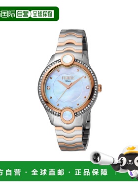 自营 Ferre Milano 女士白色 MOP 表盘不锈钢手表 - 多色 美国奥