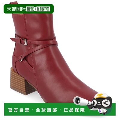 自营 Journee Collection中宽女式Estelle靴-葡萄酒 美国奥莱直发