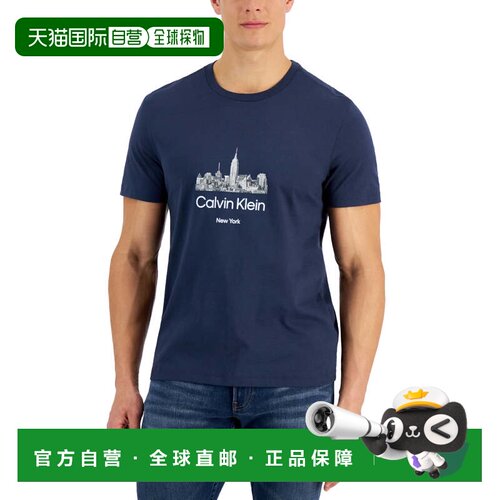 自营Calvin Klein Men's NYC Skyline Logo Crewneck T-Shirt - B