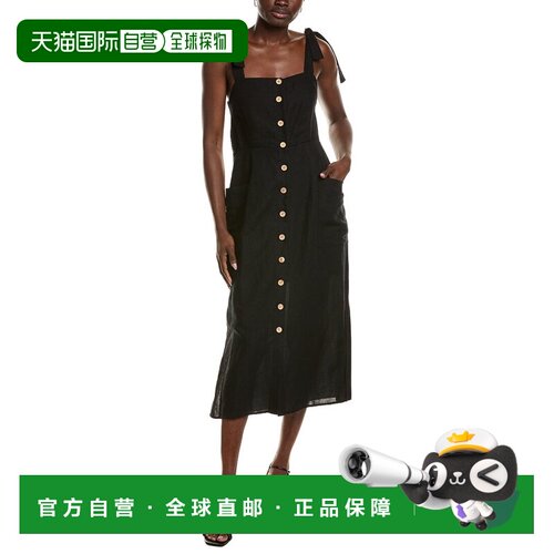 自营Emerson Fry Lillian Linen-Blend Dress - black 美国奥莱直