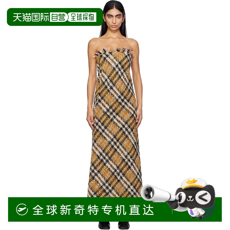 1h可退 香港直邮潮奢 Burberry 巴宝莉 女士 驼色格纹连衣裙 8099
